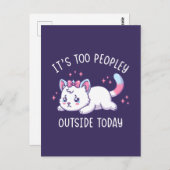 It's Too Peopley Outside Today - Kawaii Sad Cat Briefkaart (Voorkant / Achterkant)
