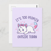 It's Too Peopley Outside Today - Kawaii Sad Cat Briefkaart (Voorkant / Achterkant)