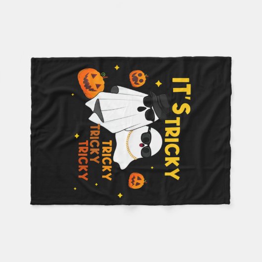 It's Tricky Tricky Tricky Funny Ghost Boo Hallowee Fleece Deken (Voorkant (Horizontaal))