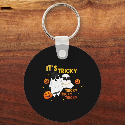 It's Tricky Tricky Tricky Funny Ghost Boo Hallowee Sleutelhanger (Voorkant)