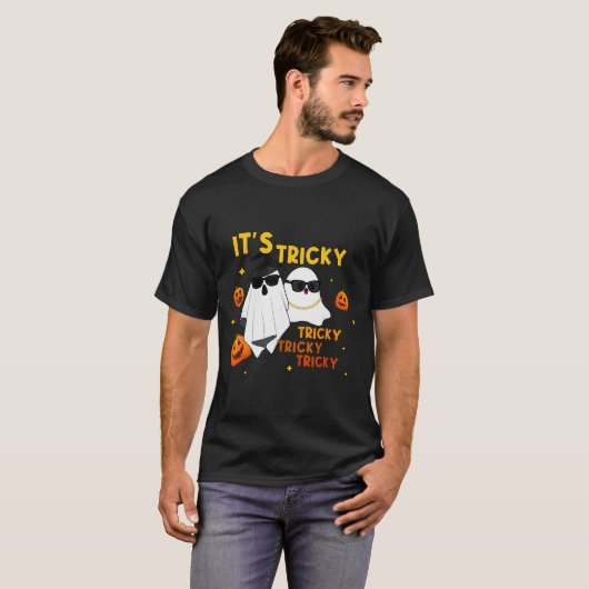 It's Tricky Tricky Tricky Funny Ghost Boo Hallowee T-shirt (Voorkant volledig)