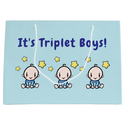 It's Triplet Boys!, Triplet Babies Gift Wrap, Groot Cadeauzakje (Voorkant)