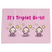 It's Triplet Girls!, Triplet Babies Gift Wrap, Groot Cadeauzakje (Voorkant)