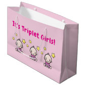 It's Triplet Girls!, Triplet Babies Gift Wrap, Groot Cadeauzakje (Voorkant Gekanteld)