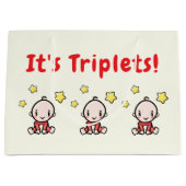 It's Triplets!, Triplet Babies Gift Wrap, Neutral Groot Cadeauzakje (Voorkant)