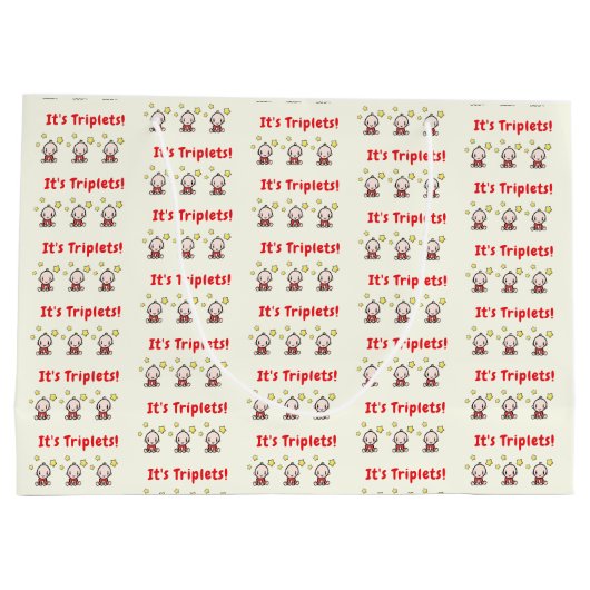It's Triplets!, Triplet Babies Gift Wrap, Neutral Groot Cadeauzakje (Achterkant)
