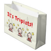 It's Triplets!, Triplet Babies Gift Wrap, Neutral Groot Cadeauzakje (Voorkant Gekanteld)