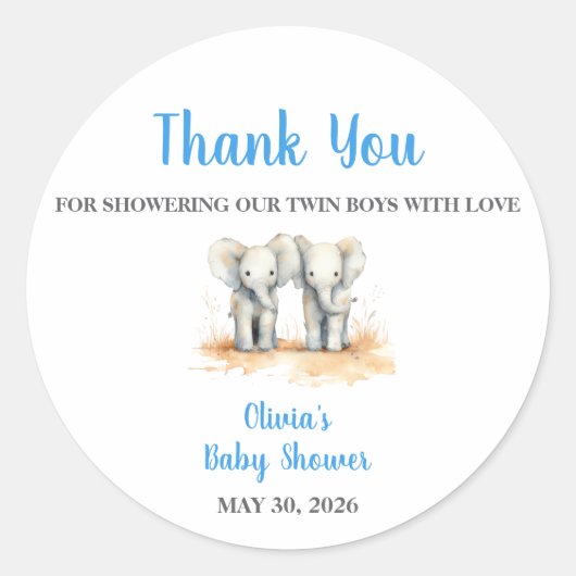 It's twin Boys Baby Shower Stickers (Voorkant)