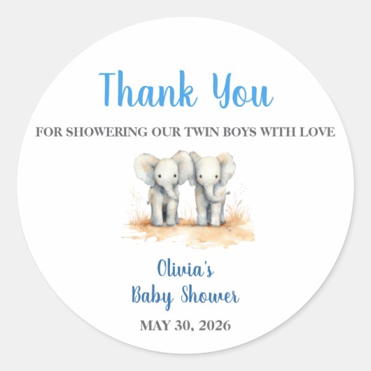 It's twin Boys Baby Shower Stickers (Voorkant)