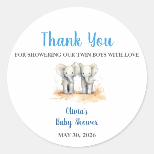 It's twin Boys Baby Shower Stickers (Voorkant)