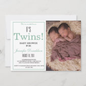It's Twins! Baby Shower Photo Invitation Kaart (Voorkant)