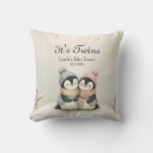 Its Twins Penguin Baby Shower Winter Wonderland Kussen (Voorkant)