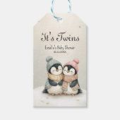 Its Twins penguin Winter Baby Shower Boy Girl Cadeaulabel (Voorkant)