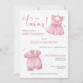 It's Twins Pink Script Baby Dresses Kaart (Voorkant)