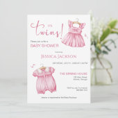 It's Twins Pink Script Baby Dresses Kaart (Staand voorkant)
