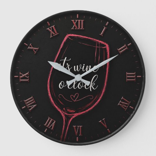 It's Wine O'Clock Modern Minimalist  Grote Klok (Voorkant)