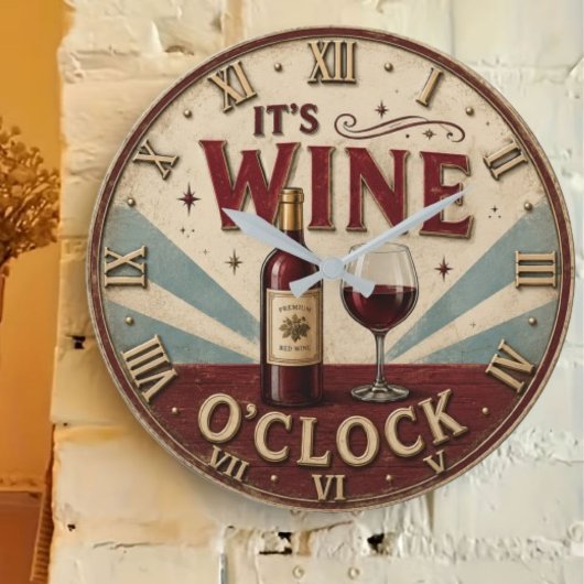 It's Wine O'Clock Rustic Home Bar Grote Klok
