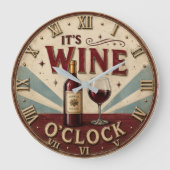 It's Wine O'Clock Rustic Home Bar Grote Klok (Voorkant)