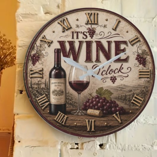 It's Wine O'Clock Vintage Vineyard Grote Klok