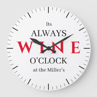 It's Wine O'Clock Wall Clock | Funny Wine Bar  Grote Klok
