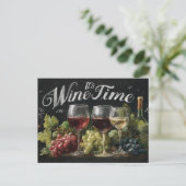 "It's Wine Time" Rustieke schoolbordkunst Briefkaart (Staand voorkant)