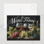 "It's Wine Time" Rustieke schoolbordkunst Briefkaart (Voorkant / Achterkant)