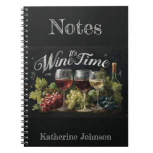 "It's Wine Time" Rustieke schoolbordkunst Notitieboek