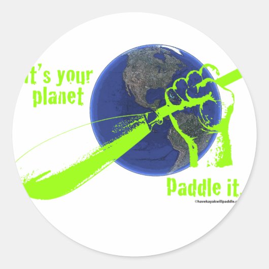IT'S YOUR PLANET - PADDLE IT! RONDE STICKER (Voorkant)