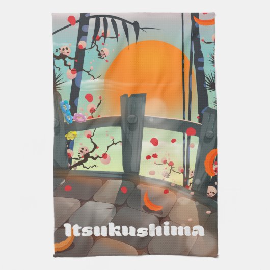Itsukushima Japan reisposter Theedoek (Verticaal)