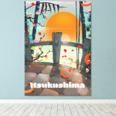 Itsukushima Japanse reisposter Canvas Afdruk (Insitu (Houten vloer))