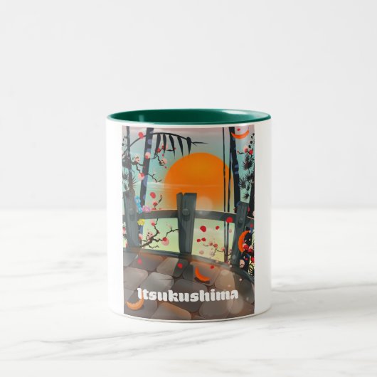 Itsukushima Japanse reisposter Tweekleurige Koffiemok (Center)