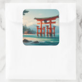 Itsukushima Torii, Itsukushima-schrijn, Miyajima Vierkante Sticker (Tas)