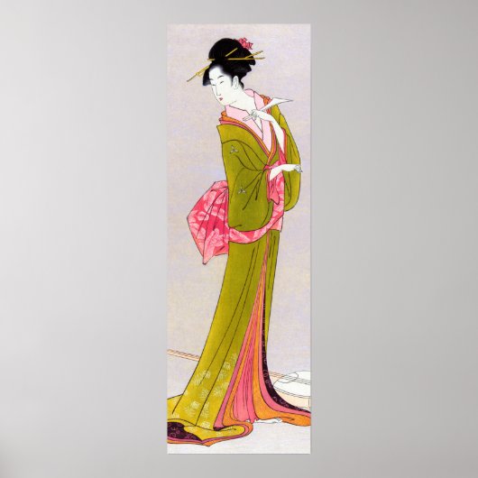 Itsutomi: Eishi Hosoda japans houtafval geisha Poster (Voorkant)
