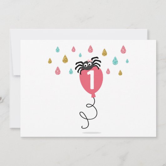 Itsy Bitsy Spider Eerste verjaardag Meisje Kaart (Achterkant)