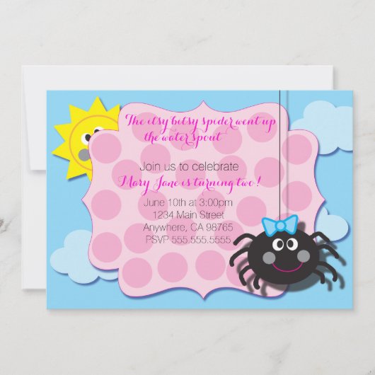 Itsy Bitsy Spider Invite Kaart (Voorkant)