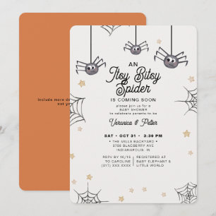 Itsy Bitsy Spider Neutral Halloween Baby shower Kaart