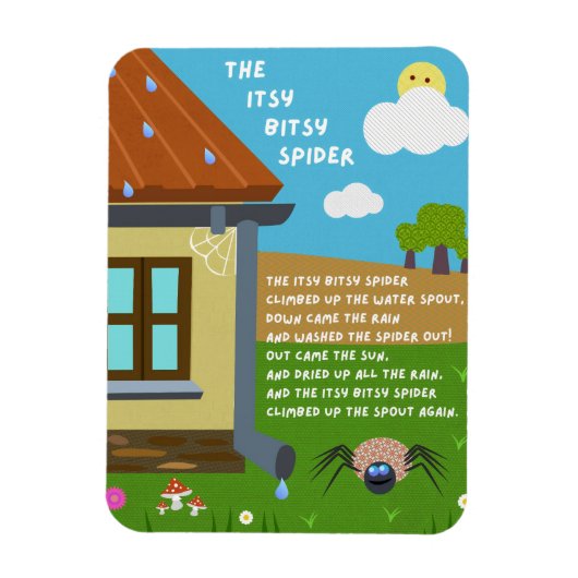 Itsy Bitsy Spider Nursery Rhyme Magnet Magneet (Verticaal)