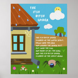 Itsy Bitsy Spider Schoolposter met Kinderrijmpje Poster