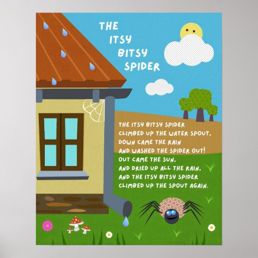 Itsy Bitsy Spider Schoolposter met Kinderrijmpje Poster (Voorkant)