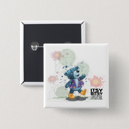 Itsy Bitsy Teddy Bear Willie Vierkante Button 5,1 Cm (Voorkant /achterkant)