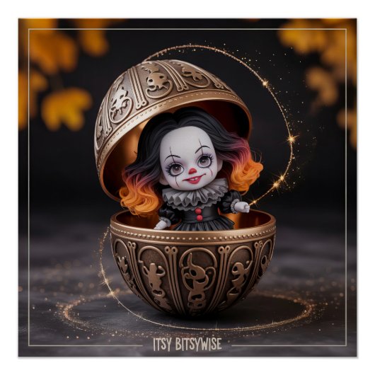 Itsy Bitsywise Enchanting Gothic Spooky Cute Clown Perfect Poster (Voorkant)