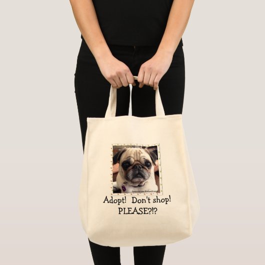 Itsy Pug Canvas tas: Goedkeuren! Niet winkelen! Tote Bag (Voorkant (product))