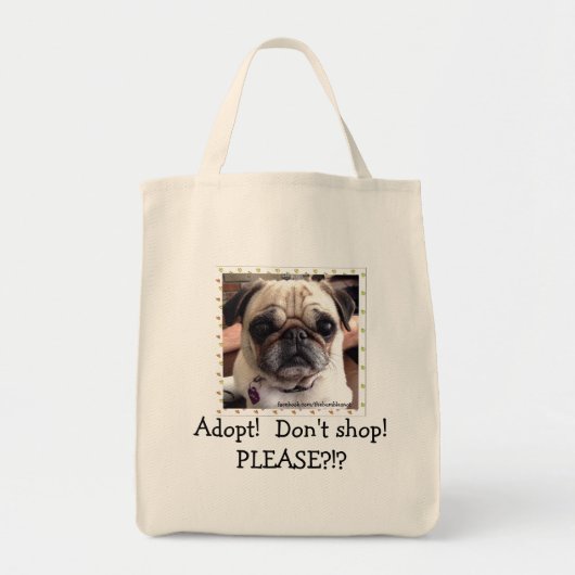 Itsy Pug Canvas tas: Goedkeuren! Niet winkelen! Tote Bag (Voorkant)