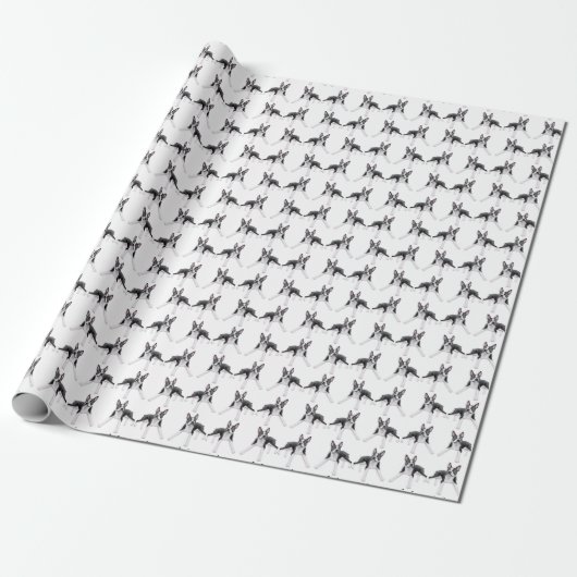 Itty Bitty Boston Terrier Dogs Wrapping Paper Cadeaupapier (Uitgerold)