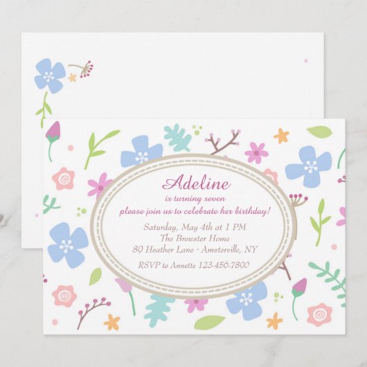 Itty Bitty Flowers Uitnodiging (Voorkant / Achterkant)