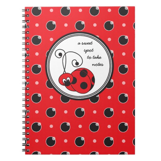 Itty Bitty Ladybug-laptop - Rood Notitieboek (Voorkant)