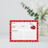 Itty Bitty Ladybug Red Recipcard Briefkaart (Staand voorkant)