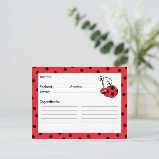 Itty Bitty Ladybug Red Recipcard Briefkaart (Staand voorkant)
