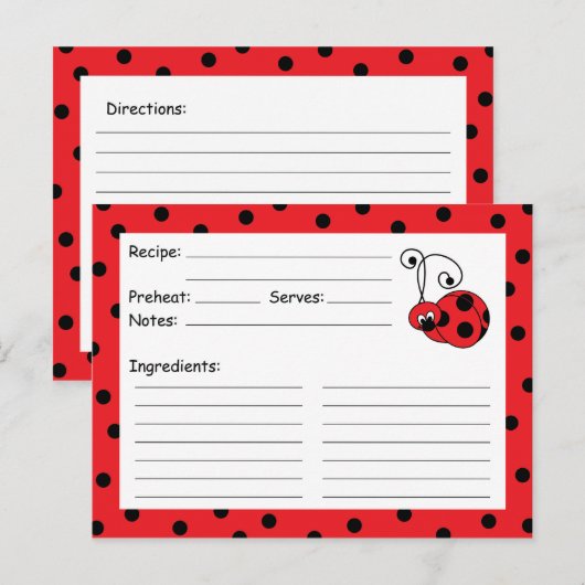 Itty Bitty Ladybug Red Recipcard Briefkaart (Voorkant / Achterkant)