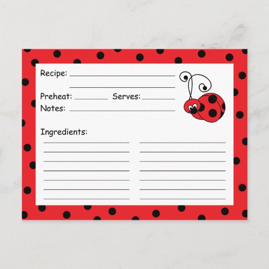 Itty Bitty Ladybug Red Recipcard Briefkaart (Voorkant)